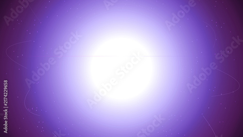 Obraz na płótnie Abstract purple background with glowing light center and digital orbital lines for science