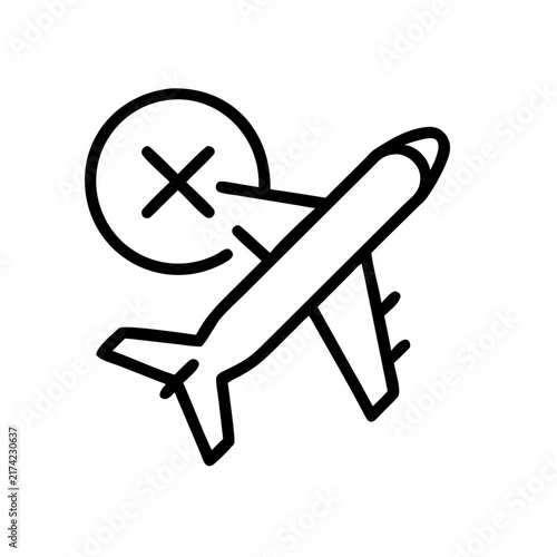 Airplane canceled sign with black lines for flight schedule.