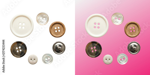 Fotografie Collection of Assorted Sewing Buttons Isolated isolated on transparent backgroun