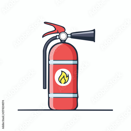 Red fire extinguisher icon isolated on white background flat vector illustration for emergency and safety concept