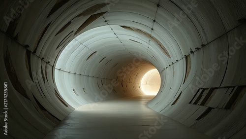 An immense, perfectly smooth subterranean tunnel with impossible architecture and ethereal light.
