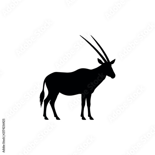 Oryx silhouette icon vector illustration on white background.