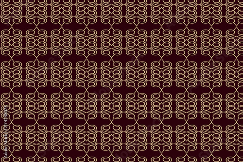 Canvastavla Luxury maroon and gold vintage filigree pattern