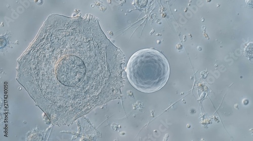 Immune cell approaching human cell