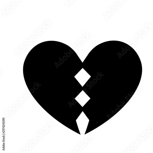 Cuadro en lienzo Broken heart silhouette icon depicts sadness grief and relationship