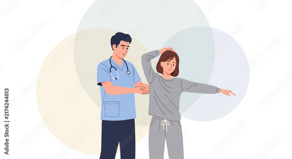 Fototapeta premium Medical Professional Conducting Physical Therapy Session with Patient Examining Arm Movement