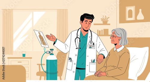 Medical Professional Discussing Body Anatomy With Senior Patient In A Healthcare Setting