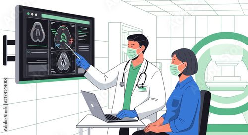 Medical Professional Discussing Brain Scan Results With A Patient in A Hospital Setting
