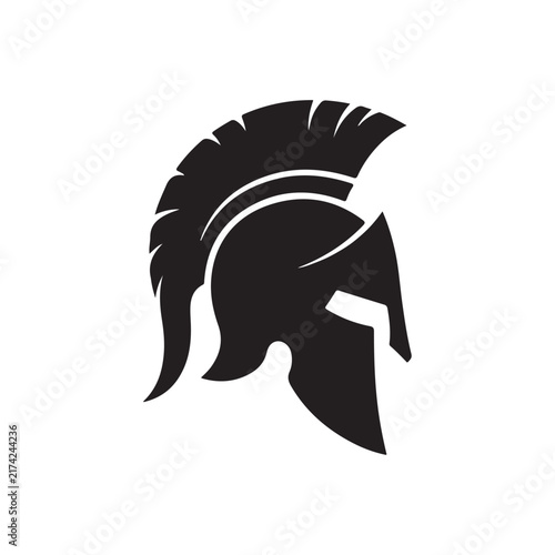 Spartan helmet silhouette icon vector flat design