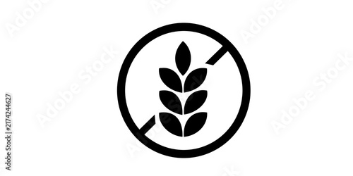 Black gluten free icon for food packaging and dietary information.