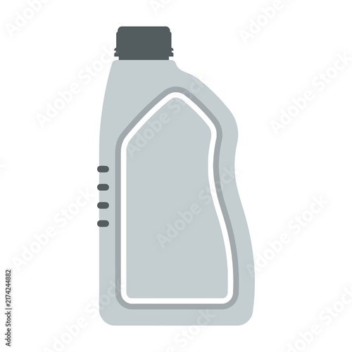 Grey plastic bottle with black cap and label outline