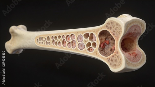 Bone Cancer: Malignant Tumor Lesion of Human Bone Tissue, 3D Medical Anatomical Illustration of Skeletal System Organ