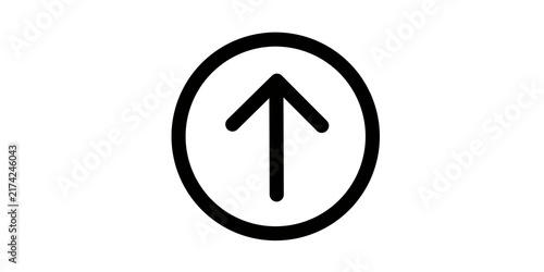 Cuadro en lienzo Black circular upward direction arrow sign vector for web navigation