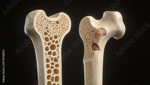 Bone Cancer: Malignant Tumor Lesion of Human Bone Tissue, 3D Medical Anatomical Illustration of Skeletal System Organ