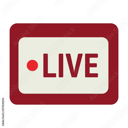 Live streaming icon with red border and white background