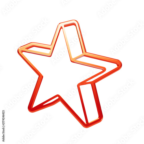 Фотография Red glossy three-dimensional star outline shape with depth and glossy bevel effe