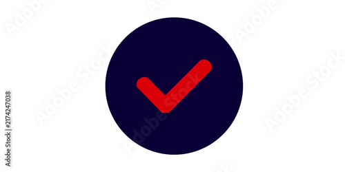 Cuadro en lienzo Checkmark icon with dark blue circle for user interface design elements