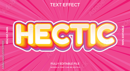 Hectic Text Effect on Pink Sunburst Background