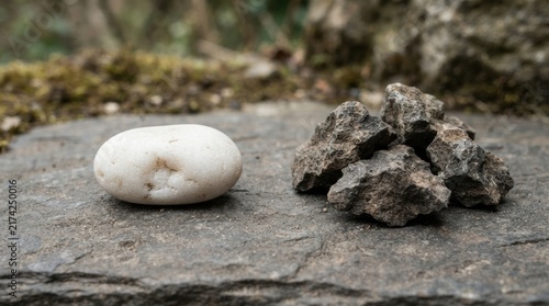 White stone beside sharp stones