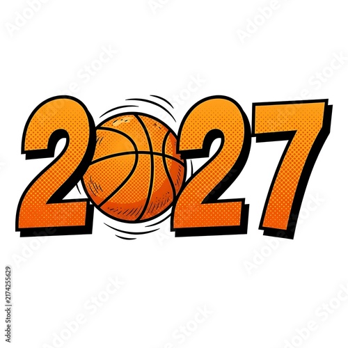2027 basketball year design isolated on white background