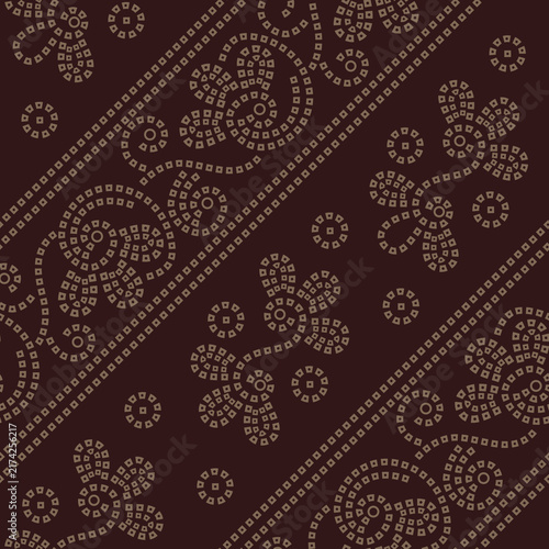 Seamless Gujarati Bandhani Pattern on Dark Background