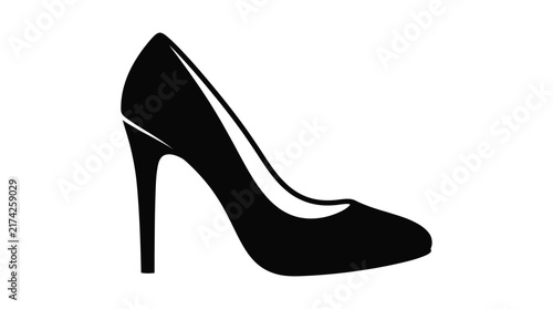 Canvastavla Elegant high heeled shoe depiction in black silhouette against a white backgroun