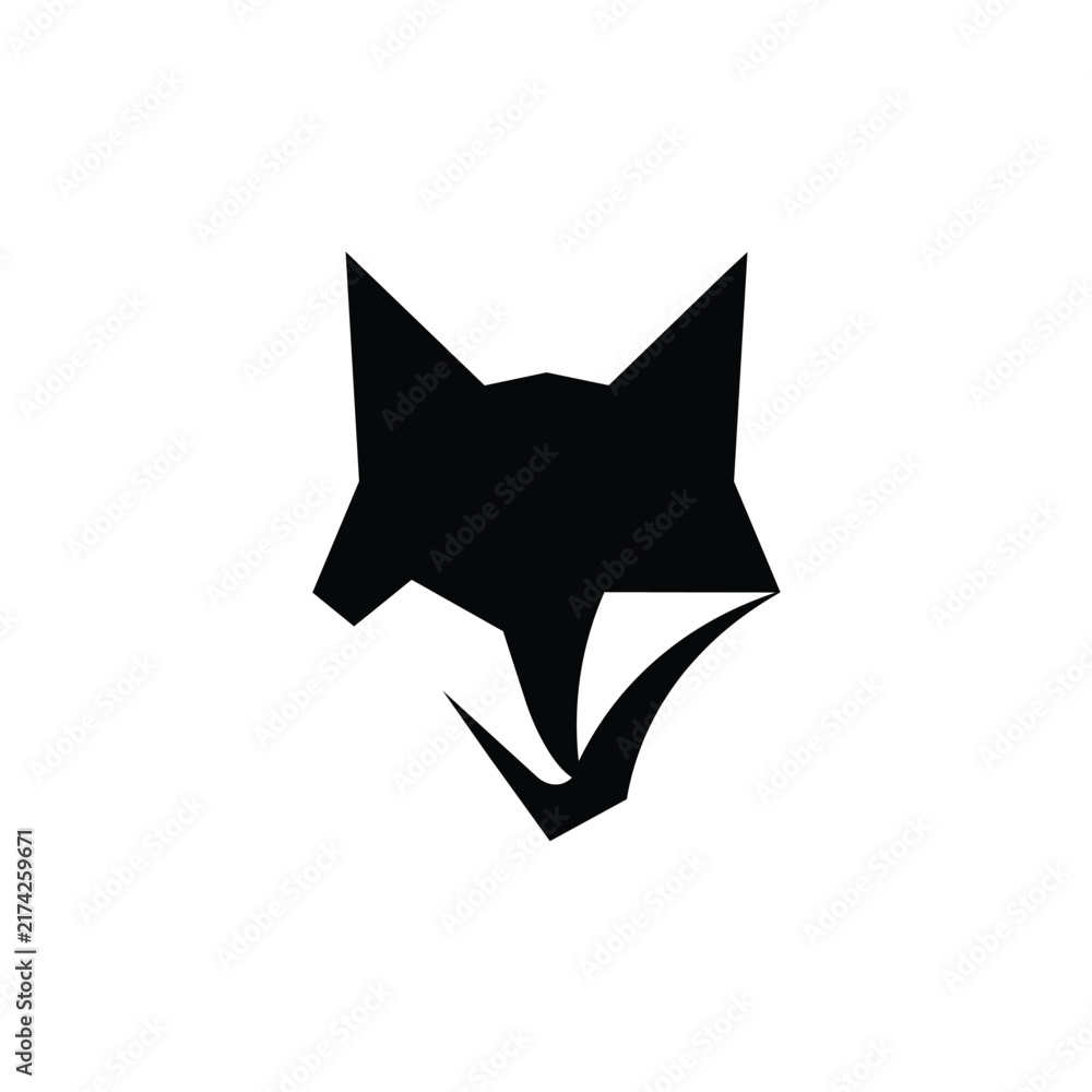 Fototapeta premium Black Fox Head Vector Illustration