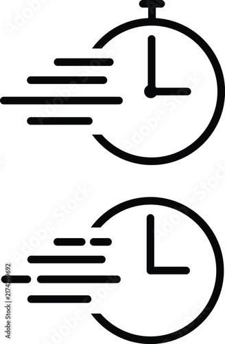 Картината върху платно Fast time, stopwatch with motion lines, speed timer, quick delivery or deadline