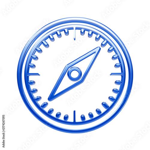 Fotografía Glossy blue navigation compass featuring a rotating needle and numbered bezel ri