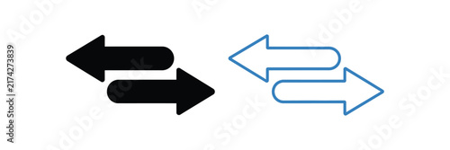 Konstfotografi Two way transfer arrows icons representing bidirectional exchange, data synchron