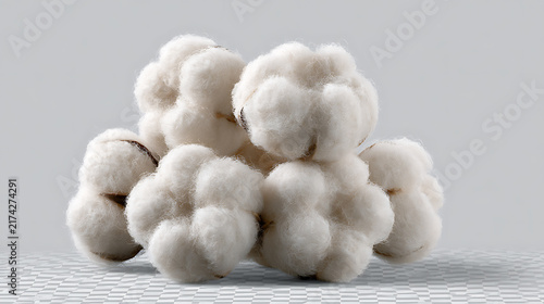 Fluffy white cotton balls are isolated on a transparent background