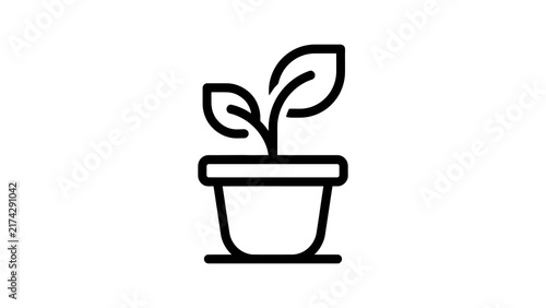 Potted plant line icon representing home decoration and gardening.