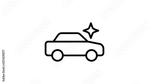 Shiny car icon with sparkle for automotive premium service presentation now.