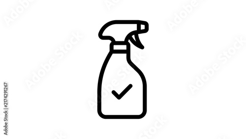 Spray bottle with check mark for successful cleaning and hygiene.