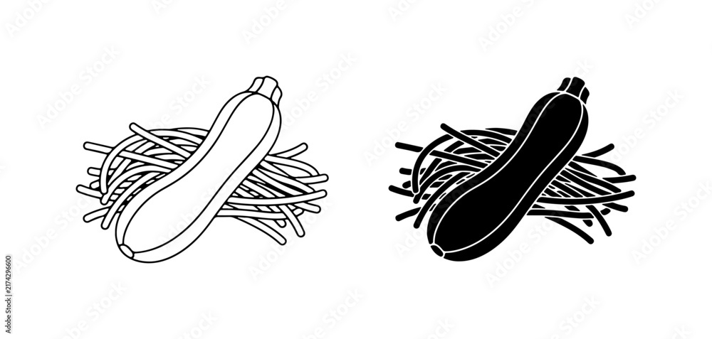 Obraz premium Zucchini Noodles Vector Icon, Spiralized Vegetable Silhouette, Healthy Food Graphic
