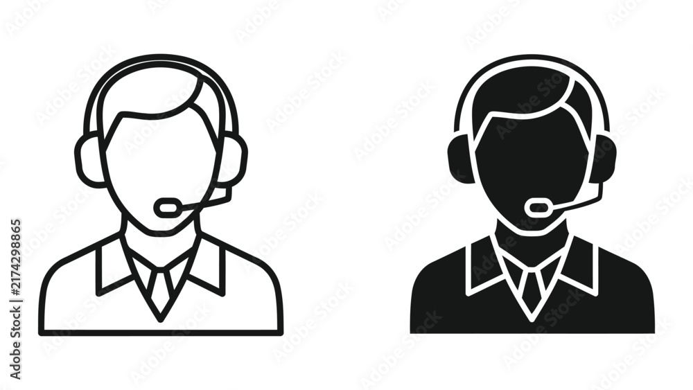 Fototapeta premium Customer service operator with headset vector icon isolated on transparent background