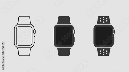 Collection of 3 modern smartwatch icons on a clean light gray background.