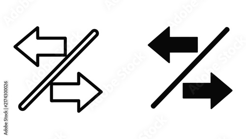 Bild auf Leinwand Exchange arrows icon with crossing line for bidirectional transfer or comparison