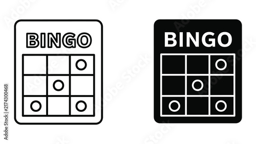 Bingo game card grid vector icon set isolated on transparent background