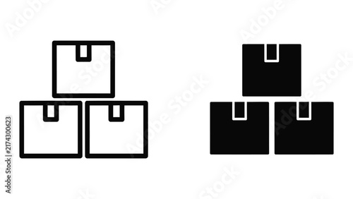 Stacked cardboard delivery boxes vector icon isolated on white background