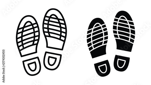 Footprint tread marks isolated on transparent background as vector graphic illustration