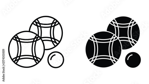 Set of petanque balls for traditional lawn game vector icon