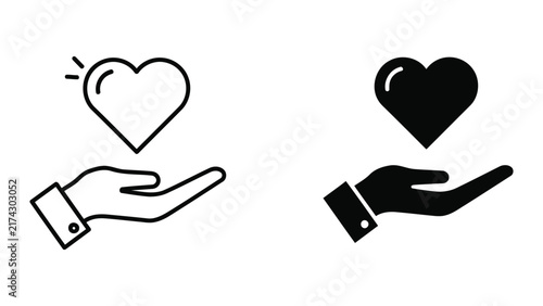 Hand holding heart symbol vector illustration isolated on transparent background