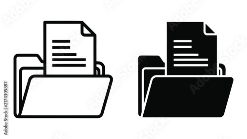 Document folder with paper sheet vector icon isolated on transparent background