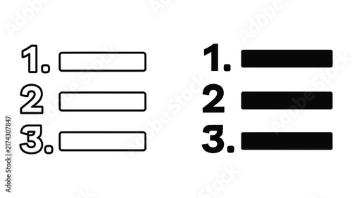 Canvastavla Numbered list bullet point icons with outlined and solid black graphic design el