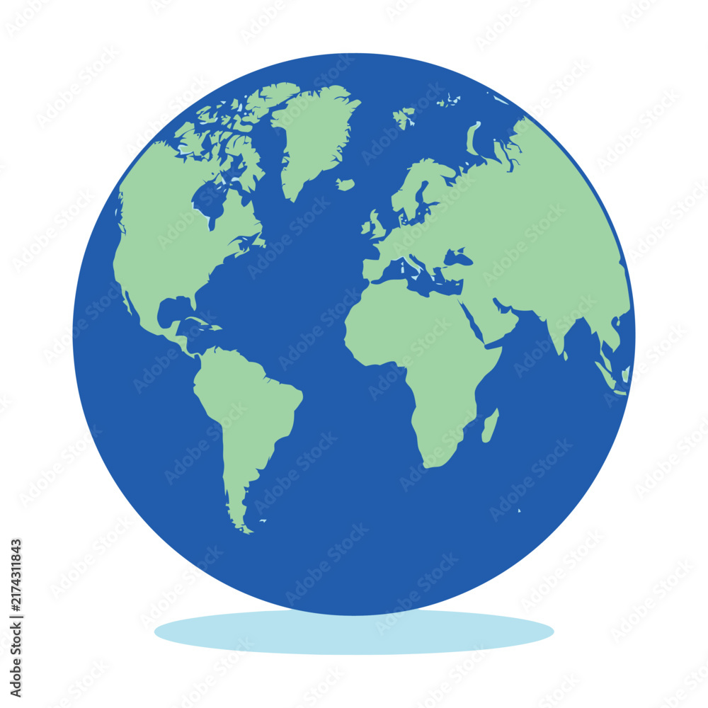 Fototapeta premium Globe Earth World Map Blue Green Illustration