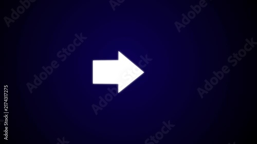White Right Arrow Directional Motion Animation on Dark Background.4k video