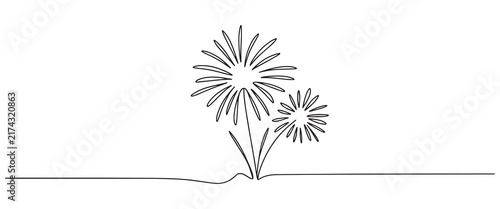 Minimalist Continuous Line Dandelions in Nature
