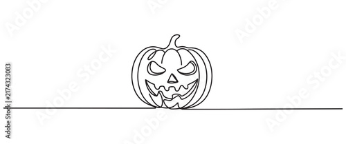 Minimalist Halloween Jack-O'-Lantern Continuous Line Art