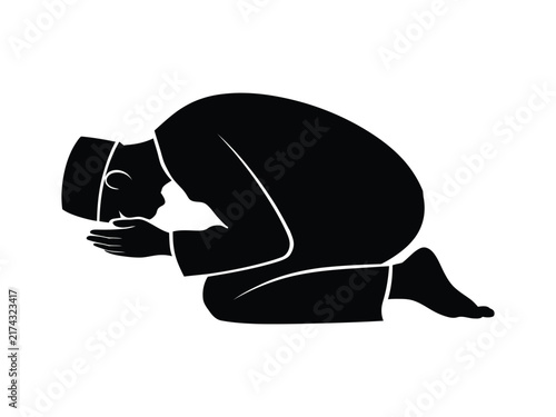 Person Praying in Silhouette Illustration